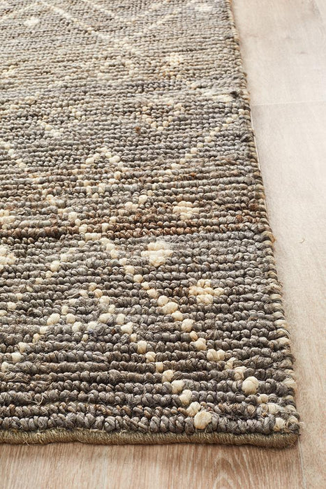 Korba Grey & White Diamond Pattern Handwoven Jute Rug, Rugs, Ozark Home 