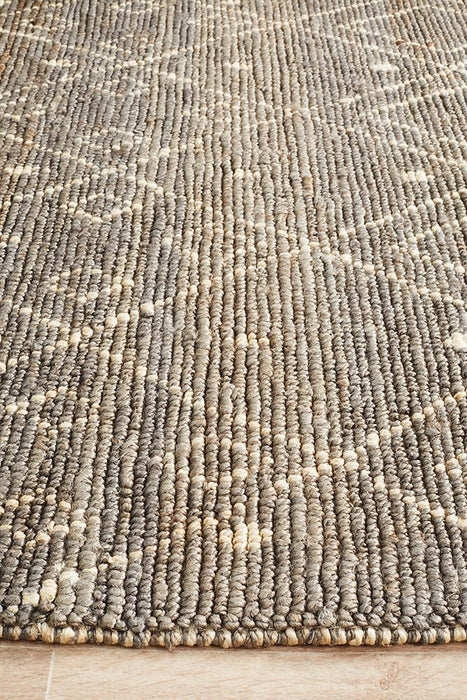 Korba Grey & White Diamond Pattern Handwoven Jute Rug, Rugs, Ozark Home 