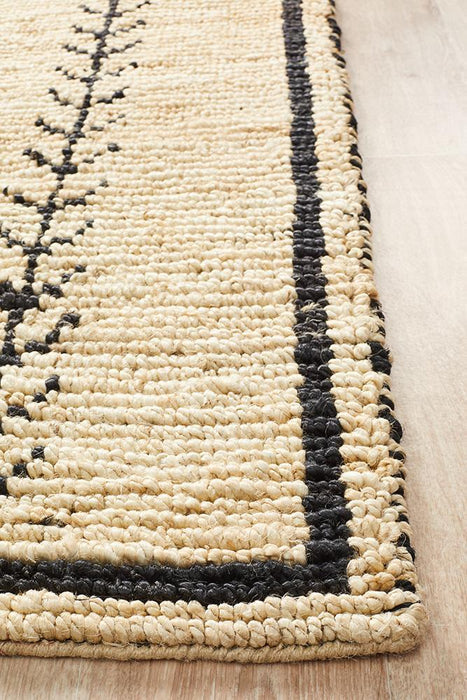 Korba Ivory & Black Tribal Pattern Handwoven Jute Rug, Rugs, Ozark Home 