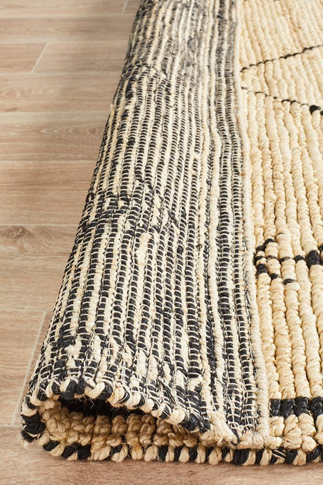 Korba Ivory & Black Tribal Pattern Handwoven Jute Rug, Rugs, Ozark Home 