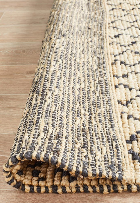 Korba Ivory & Black Tribal Arrow Pattern Handwoven Jute Rug, Rugs, Ozark Home 