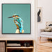 Kingfisher In Square - Turquoise Kingfisher Framed Canvas Print Wall Art, Wall Art, Ozark Home 