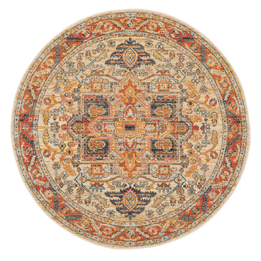 Limonlu Rust Round Tribal Geometric Motif Vintage Rug, Rugs, Ozark Home 