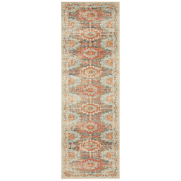 Limonlu Blue Tribal Geometric Medallion Vintage Runner Rug, Rugs, Ozark Home 