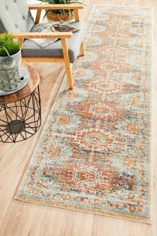 Limonlu Blue Tribal Geometric Medallion Vintage Runner Rug, Rugs, Ozark Home 