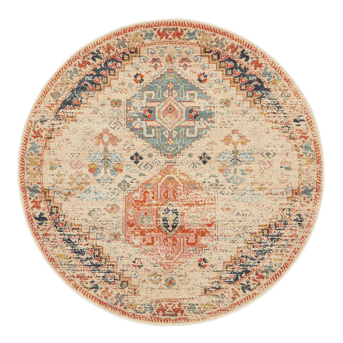 Limonlu Autumn Round Tribal Geometric Aztec Medallion Vintage Rug, Rugs, Ozark Home 