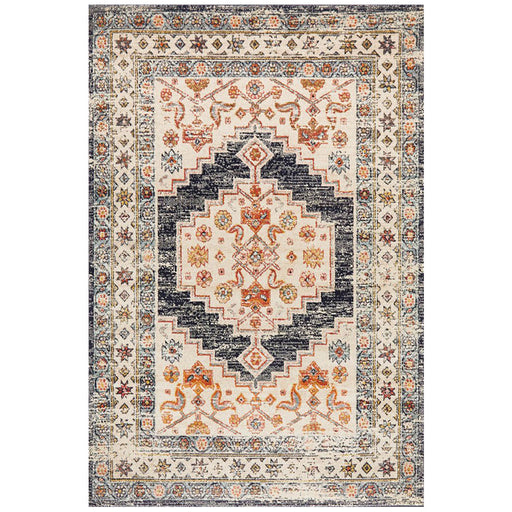 Limonlu Ecru Tribal Geometric Aztec Rondure Vintage Rug, Rugs, Ozark Home 