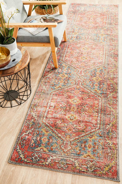 Limonlu Crimson Distressed Oriental Motif Vintage Runner Rug, Rugs, Ozark Home 