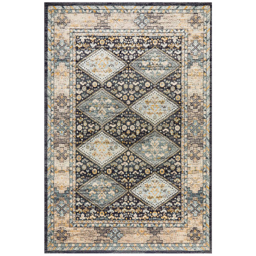 Limonlu Navy Distressed Diamond Motif Vintage Rug, Rugs, Ozark Home 