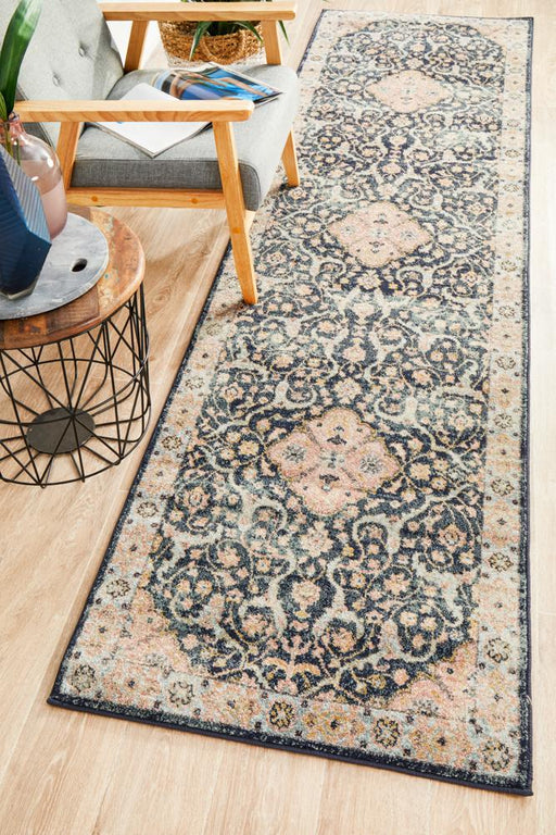 Limonlu Midnight Distressed Oriental Motif Vintage Runner Rug, Rugs, Ozark Home 