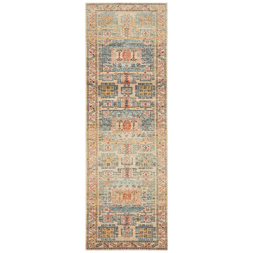 Limonlu Sky Blue Distressed Geometric Aztec Vintage Runner Rug, Rugs, Ozark Home 