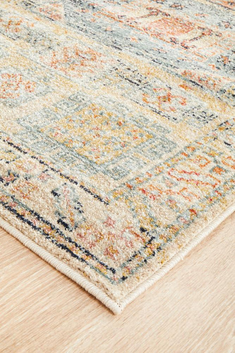 Limonlu Sky Blue Distressed Geometric Aztec Vintage Runner Rug, Rugs, Ozark Home 