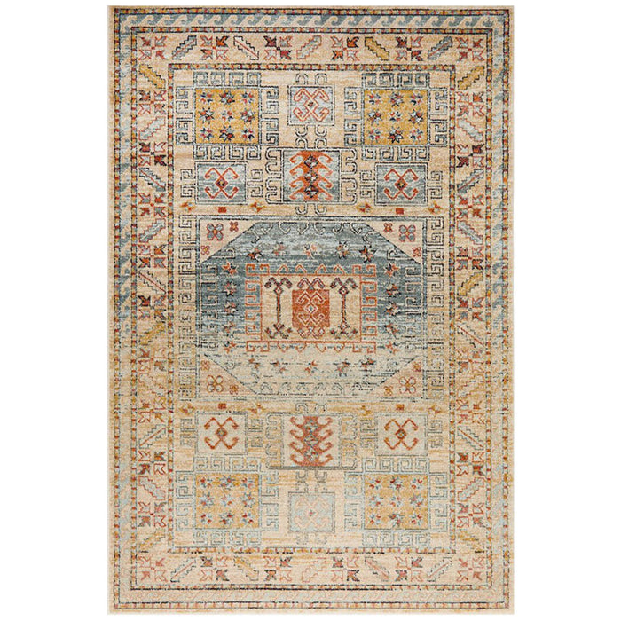 Limonlu Sky Blue Distressed Geometric Aztec Vintage Rug, Rugs, Ozark Home 