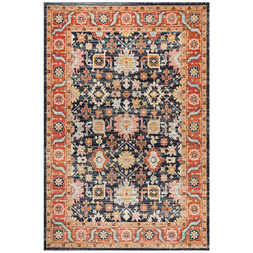 Limonlu Navy Distressed Ornamental Floral Motif Vintage Rug, Rugs, Ozark Home 