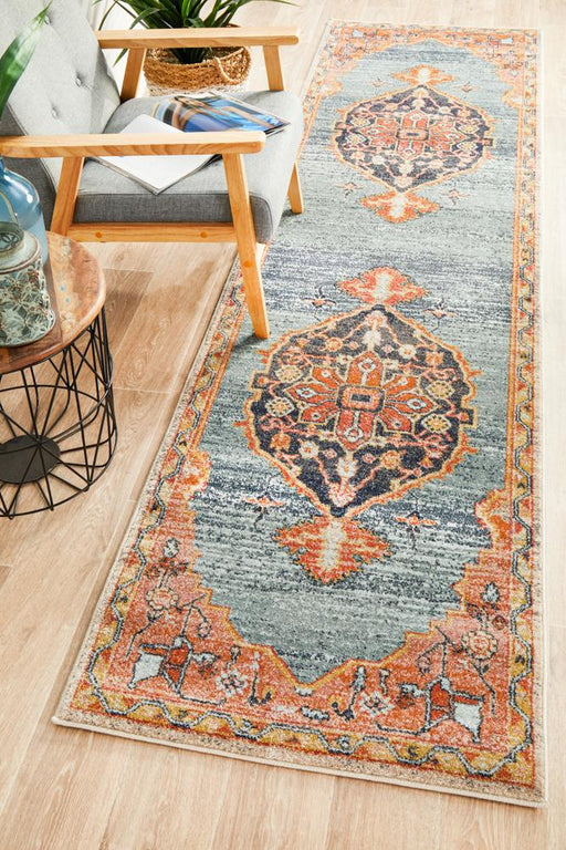 Limonlu Rust Distressed Geometric Ornamental Floral Vintage Runner Rug, Rugs, Ozark Home 