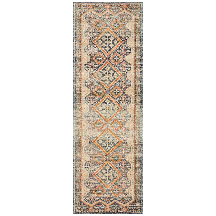 Limonlu Navy Distressed Geometric Ornamental Diamond Vintage Runner Rug, Rugs, Ozark Home 