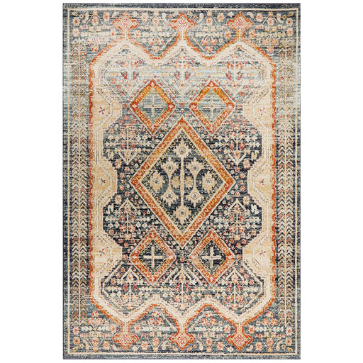 Limonlu Navy Distressed Geometric Ornamental Diamond Vintage Rug, Rugs, Ozark Home 