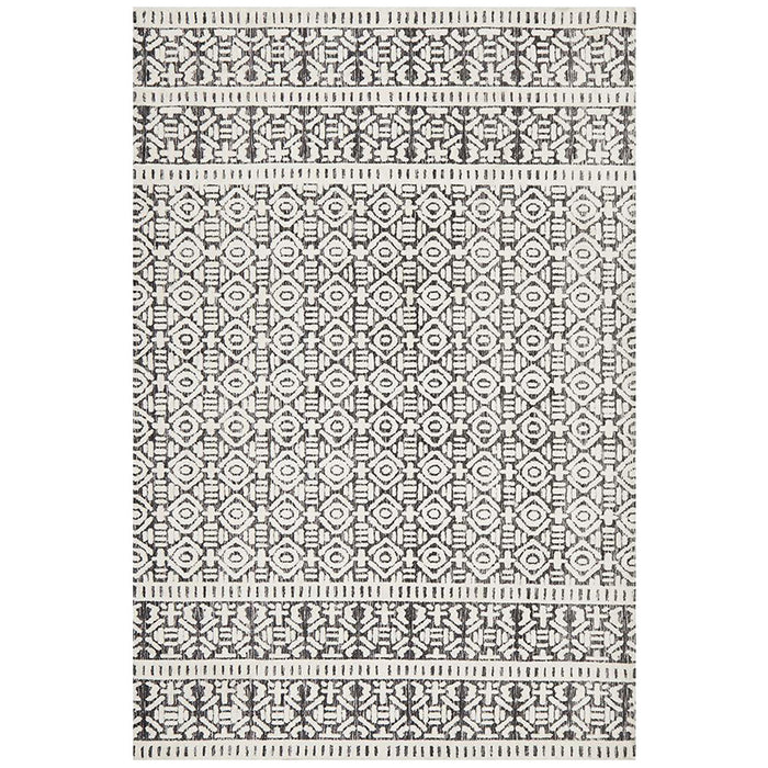 Lakheri Ivory & Black Geometric Abstract Contemporary Rug, Rugs, Ozark Home 