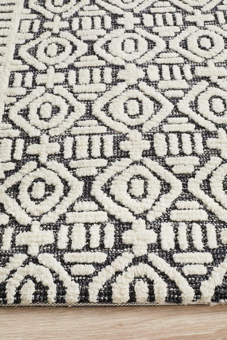 Lakheri Ivory & Black Geometric Abstract Contemporary Rug, Rugs, Ozark Home 