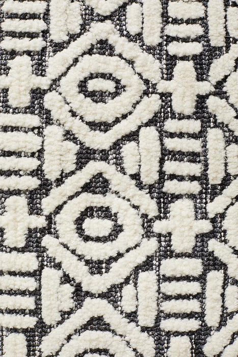 Lakheri Ivory & Black Geometric Abstract Contemporary Rug, Rugs, Ozark Home 