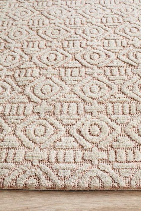 Lakheri Peach & Ivory Geometric Abstract Contemporary Rug, Rugs, Ozark Home 