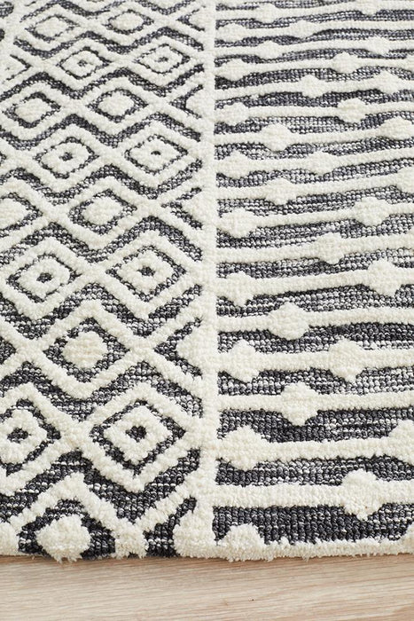 Lakheri Ivory & Black Geometric Abstract Tribal Contemporary Rug, Rugs, Ozark Home 