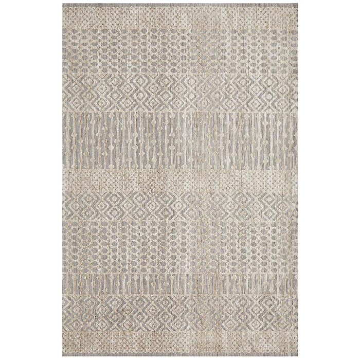 Lakheri Natural & Grey Geometric Abstract Tribal Contemporary Rug, Rugs, Ozark Home 