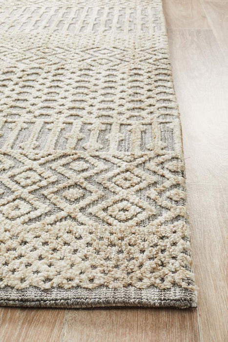 Lakheri Natural & Grey Geometric Abstract Tribal Contemporary Rug, Rugs, Ozark Home 