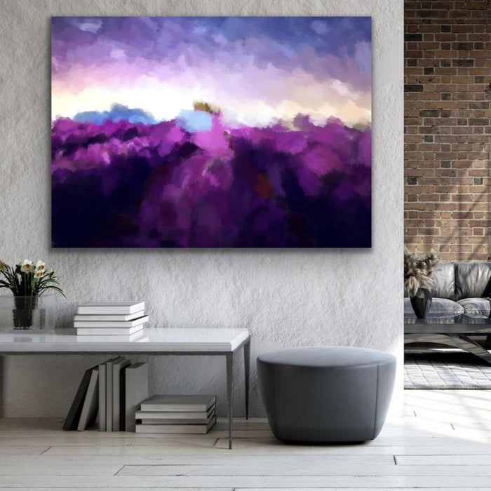 Lavender Fields - Abstract Purple Original Stretched Canvas Wall Art Print