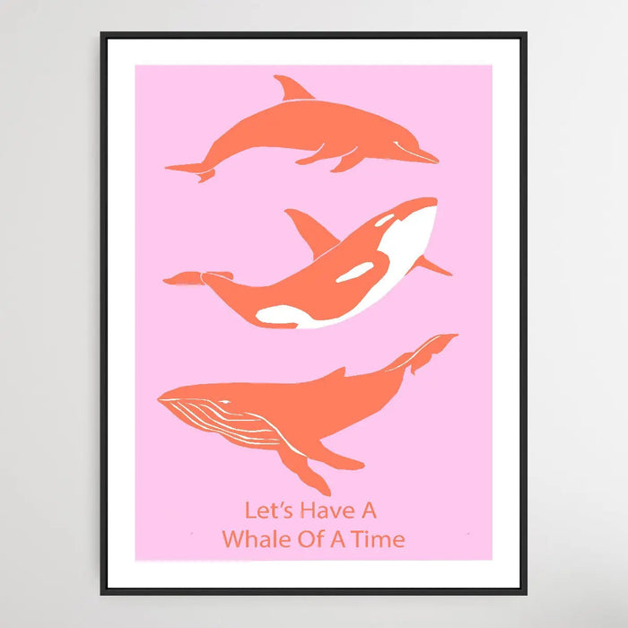 Let's Have A Whale Of A Time - Minimalist Orange Whales Classic Art Print