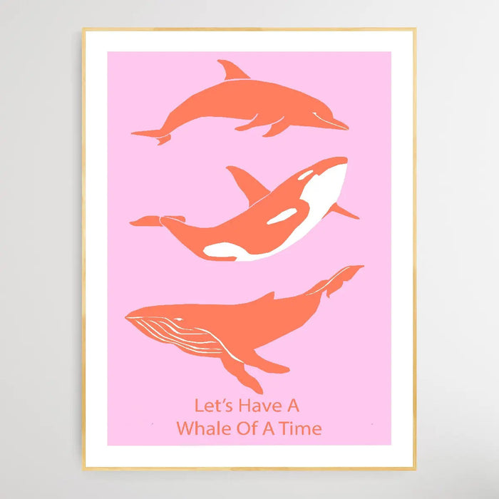 Let's Have A Whale Of A Time - Minimalist Orange Whales Classic Art Print