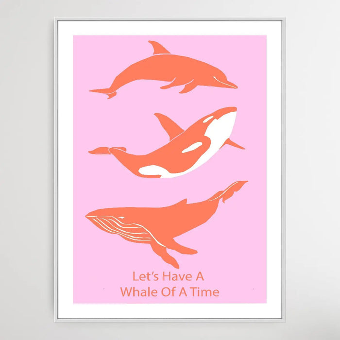 Let's Have A Whale Of A Time - Minimalist Orange Whales Classic Art Print