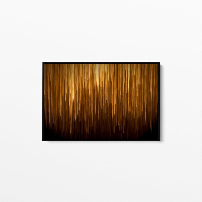 Light Strike - Abstract Gold Black Art Print Stretched Canvas Wall Art