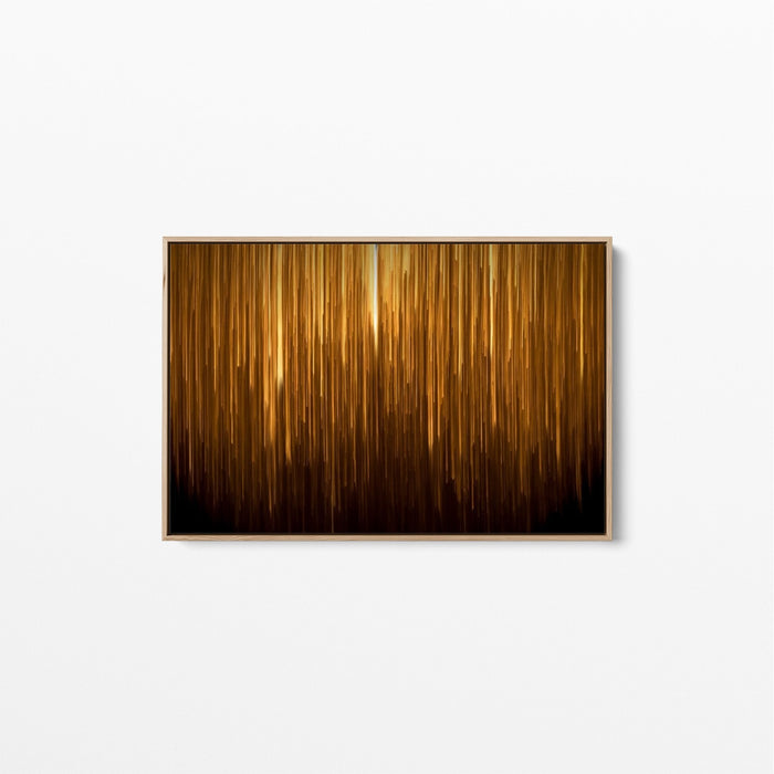 Light Strike - Abstract Gold Black Art Print Stretched Canvas Wall Art