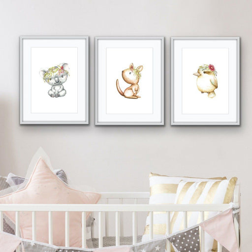 Little Aussies - Three Piece Australian Animal Print Set for Kids, Wall Art, Ozark Home 