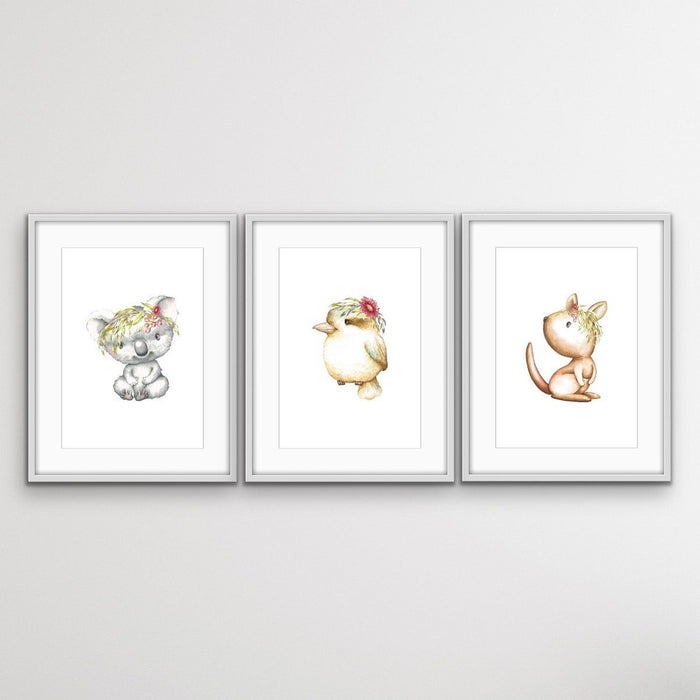 Little Aussies - Three Piece Australian Animal Print Set for Kids, Wall Art, Ozark Home 