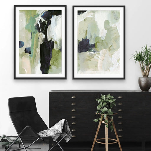 Lush - Two Piece Abstract Green Print Set by Dan Hobday, Wall Art, Ozark Home 