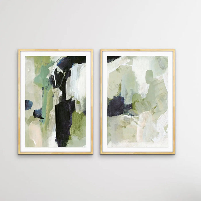 Lush - Two Piece Abstract Green Print Set by Dan Hobday, Wall Art, Ozark Home 