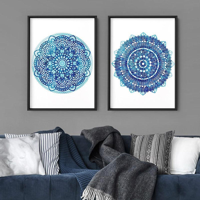 Mandala Watercolour Blues I - Art Print - Ozark Home