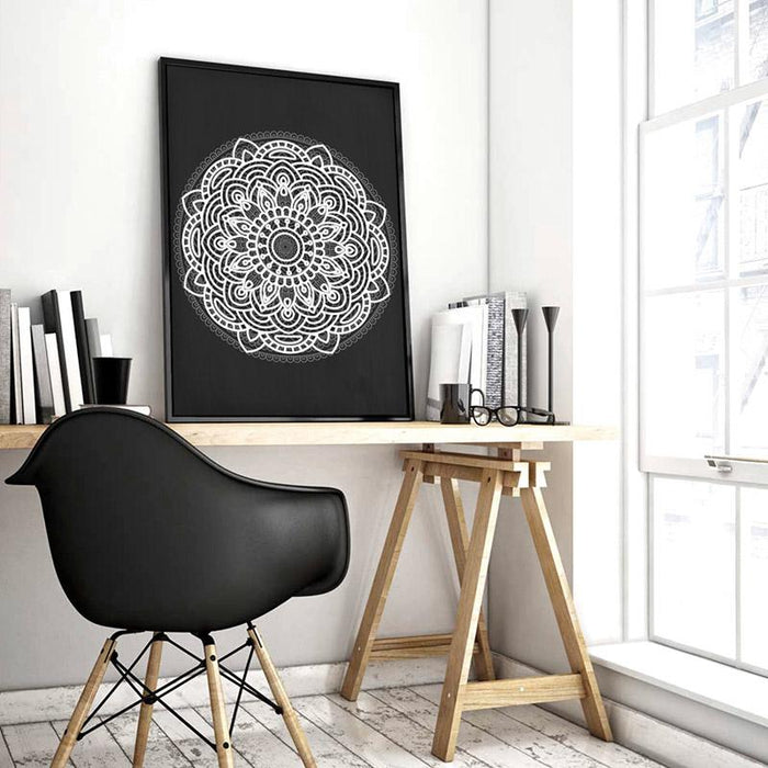 Mandala in Charcoal & White - Art Print - Ozark Home