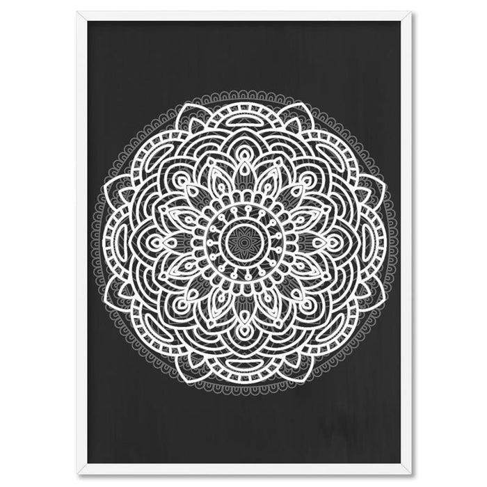 Mandala in Charcoal & White - Art Print - Ozark Home