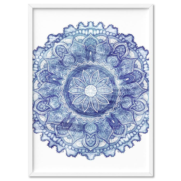 Mandala in Distressed Nautical Watercolours - Art Print - Ozark Home