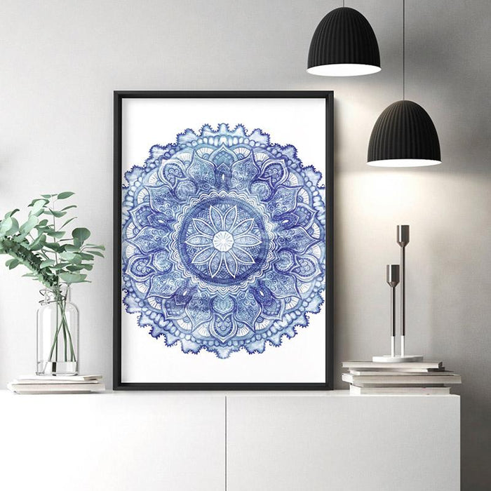 Mandala in Distressed Nautical Watercolours - Art Print - Ozark Home