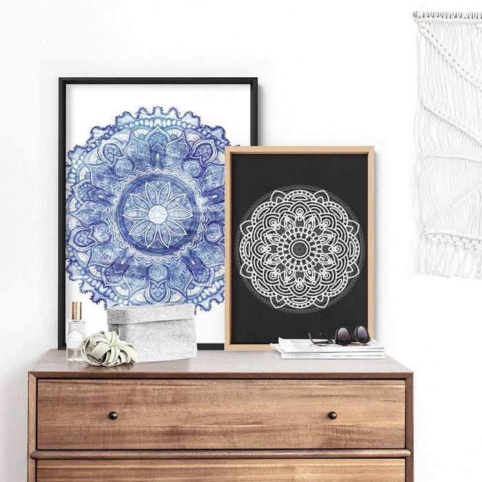 Mandala in Distressed Nautical Watercolours - Art Print - Ozark Home