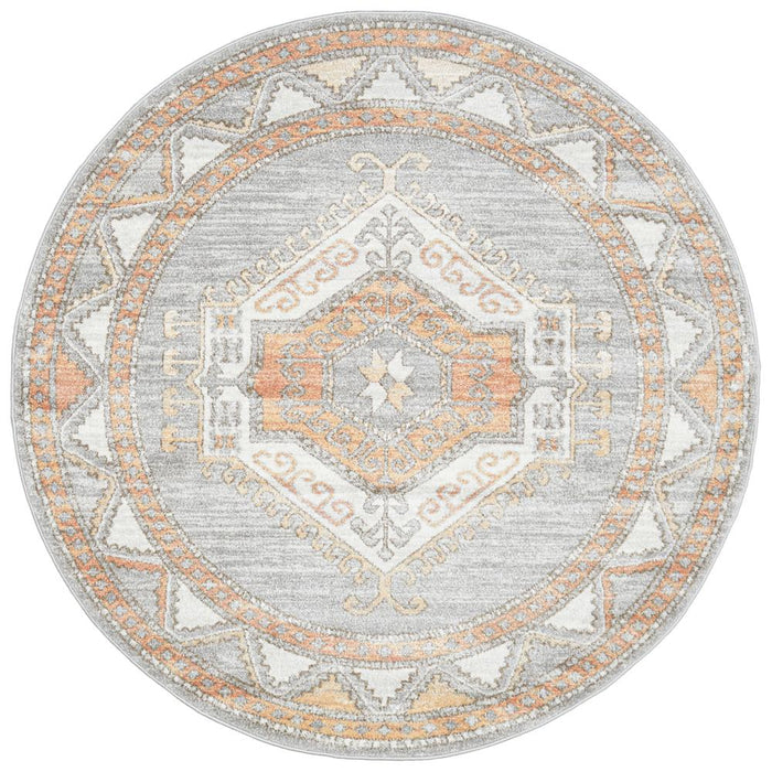 Zardab Grey Transitional Tribal Diamond Contemporary Round Rug, Rugs, Ozark Home 