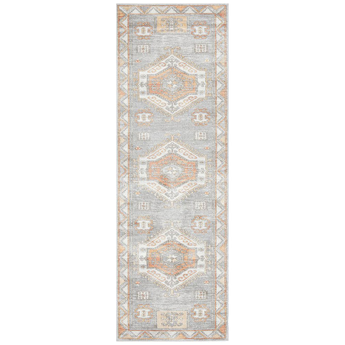 Malatya Grey Stonewashed Aztec Medallion Contemporary Runner Rug, Rugs, Ozark Home 