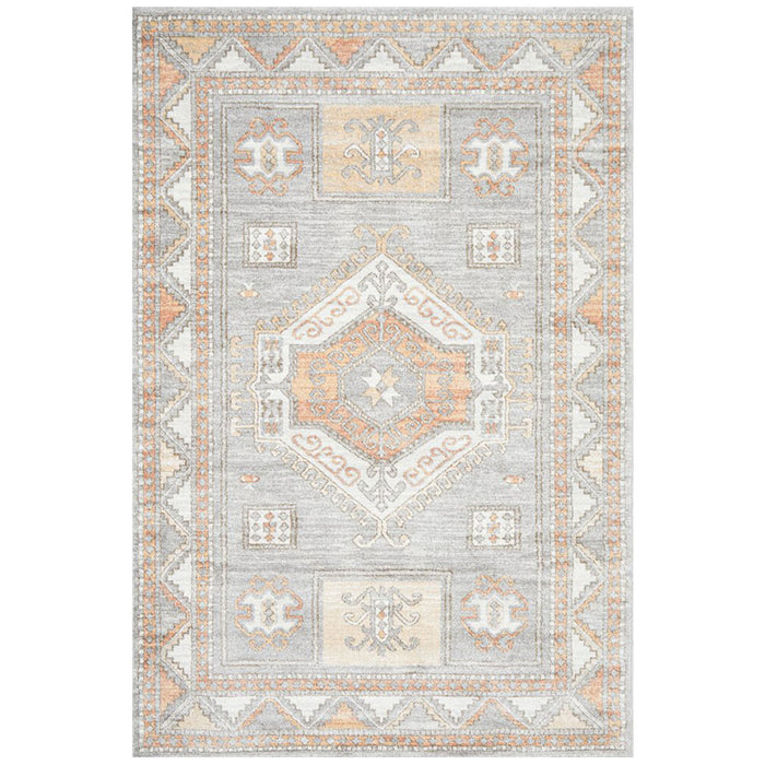 Malatya Grey Stonewashed Aztec Medallion Contemporary Rug, Rugs, Ozark Home 