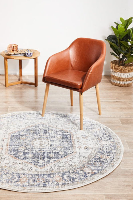 Zardab Navy Transitional Grid Contemporary Round Rug, Rugs, Ozark Home 