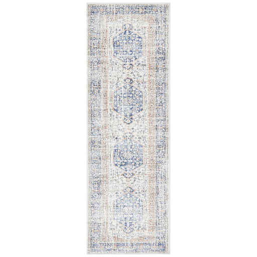 Malatya Blue Stonewashed Aztec Medallion Contemporary Runner Rug, Rugs, Ozark Home 