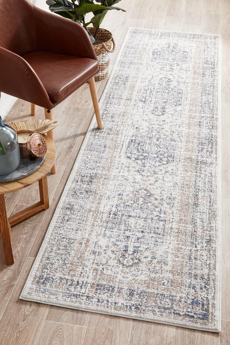 Zardab Navy Transitional Grid Contemporary Runner Rug, Rugs, Ozark Home 